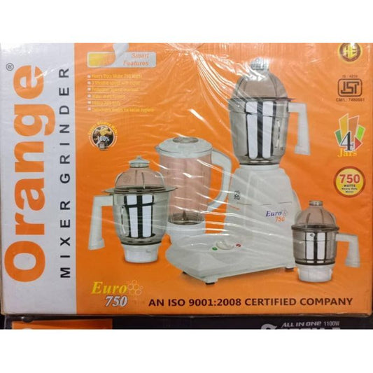 Orange 4 Cups Heavy Motor Electric Blender Mixer And Grinder 750W