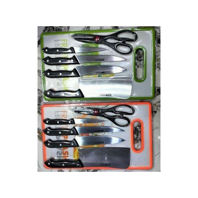 5PCS Kitchen Knife Set with Scissors & Non-Slip Cutting Board